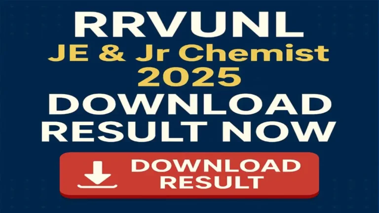 RRVUNL JE & Jr Chemist 2025 Download Result Now
