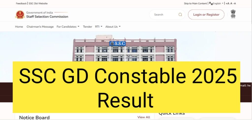 SSC GD Constable 2025 Result